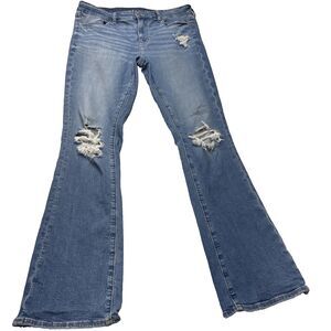 American Eagle Jeans Womens 12 High-Rise Skinny Kick Stretch Bootcut Dark Wash